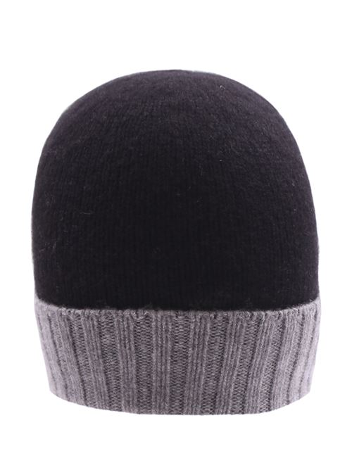 berretto cupola rasata bicolore in cashmere BOYLE | 198B25 GRIS1-NERO